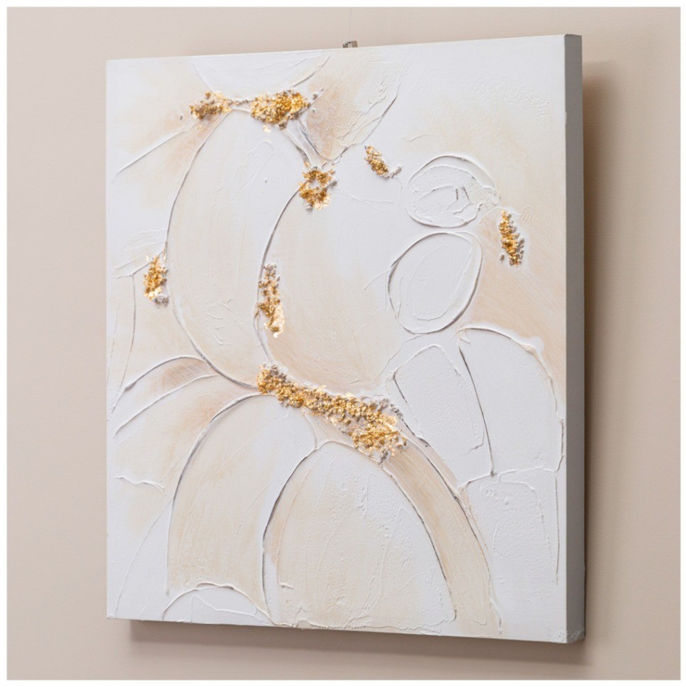 Картина "абстракция золото на белом" 60х60х3 см Bronco (534-219-1)
