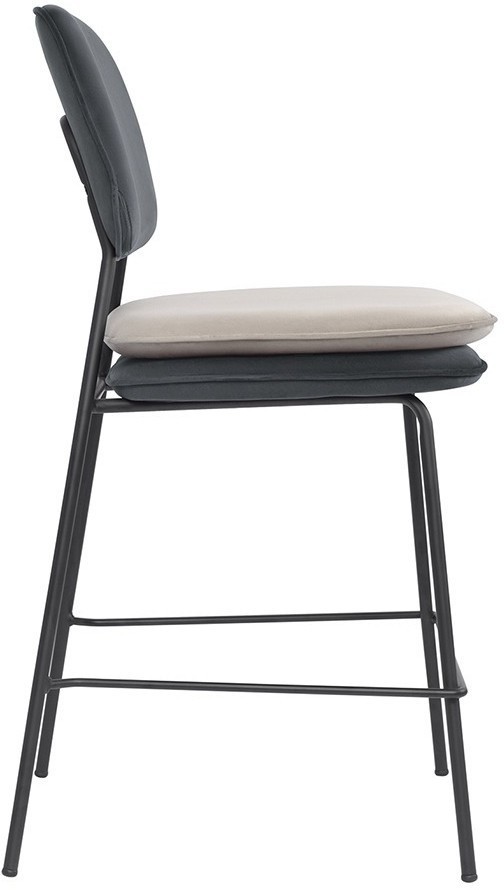 Стул полубарный pea, велюр, темно-серый/бежевый (77075)