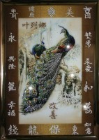 Картина Павлины фен шуй с кристаллами Swarovski (1403)