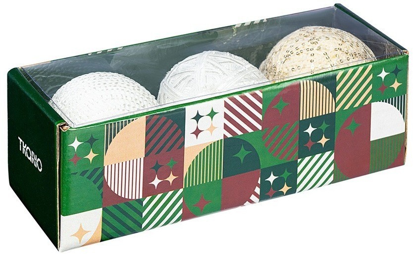 Набор ёлочных украшений white elegance коллекции new year essential, 3 шт. (78340)