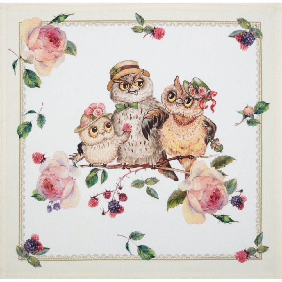 Набор салфеток из 4-х шт  "совушки.винтаж",40х40см, 100% хлопок,твил SANTALINO (850-727-84)
