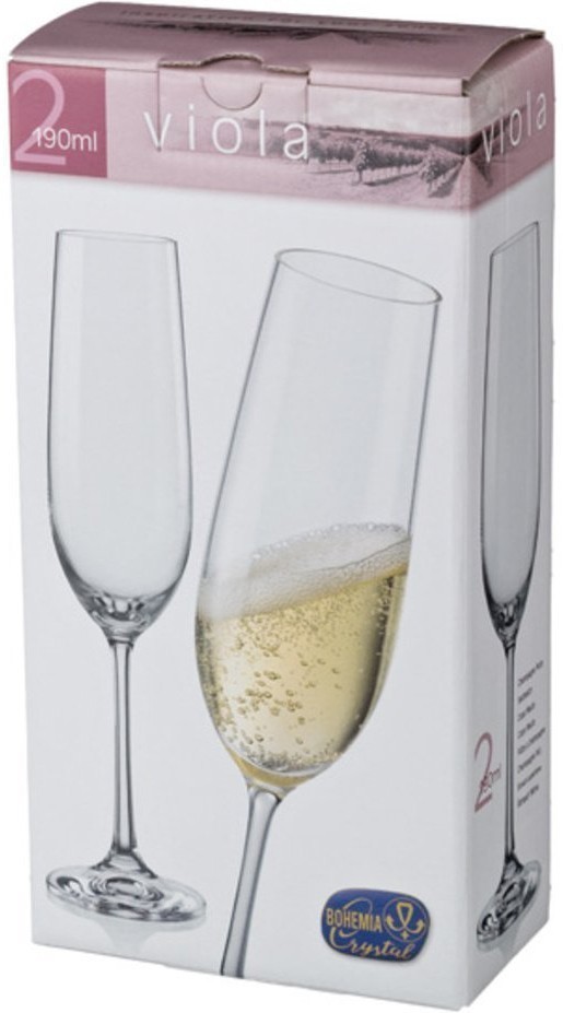 Набор бокалов для шампанского из 2 шт. 190 мл. высота=24 см. Bohemia Crystal (674-272)