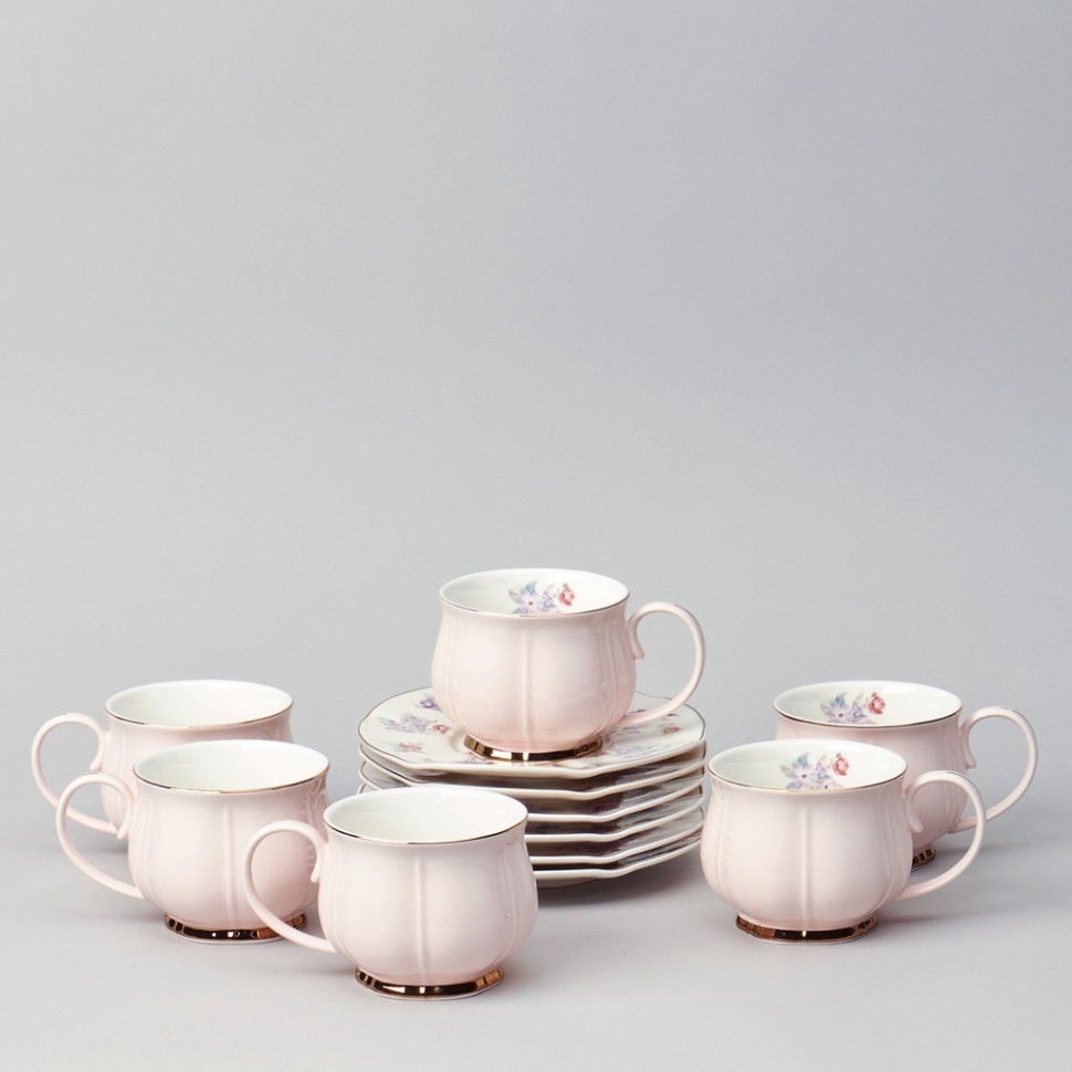 Чайный набор lefard "времена года" на 6 пер. 12 пр. 250 мл розовый (42-566)