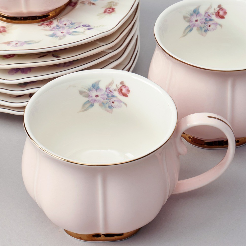 Чайный набор lefard "времена года" на 6 пер. 12 пр. 250 мл розовый (42-566)