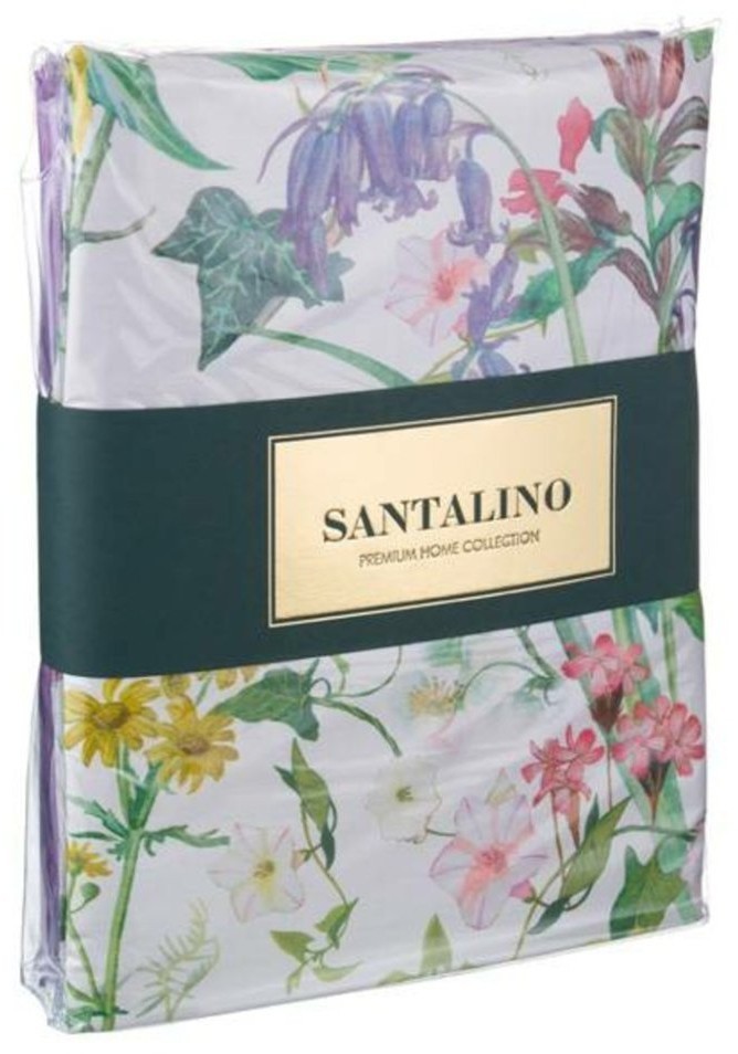 Кпб 1,5 сп "флёр",хлопок 100%,белый+сиреневый,под150х215 -1шт., пр 180х220 -1шт., нав 70х70х5-2шт SANTALINO (985-225)