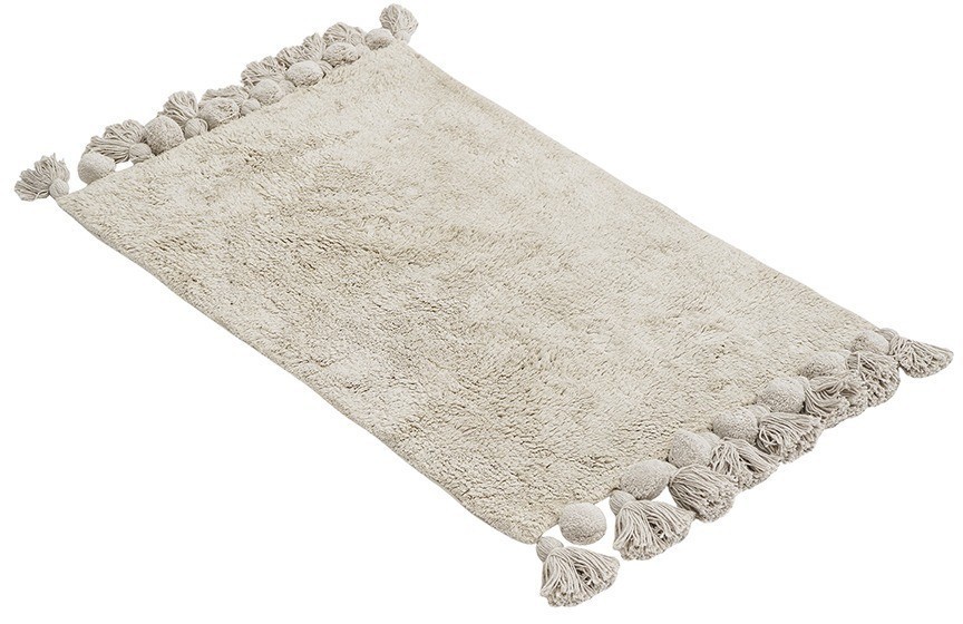 Коврик для ванной ворсовый с кисточками светло-серого цвета из коллекции essential, 50х80 см (76139)