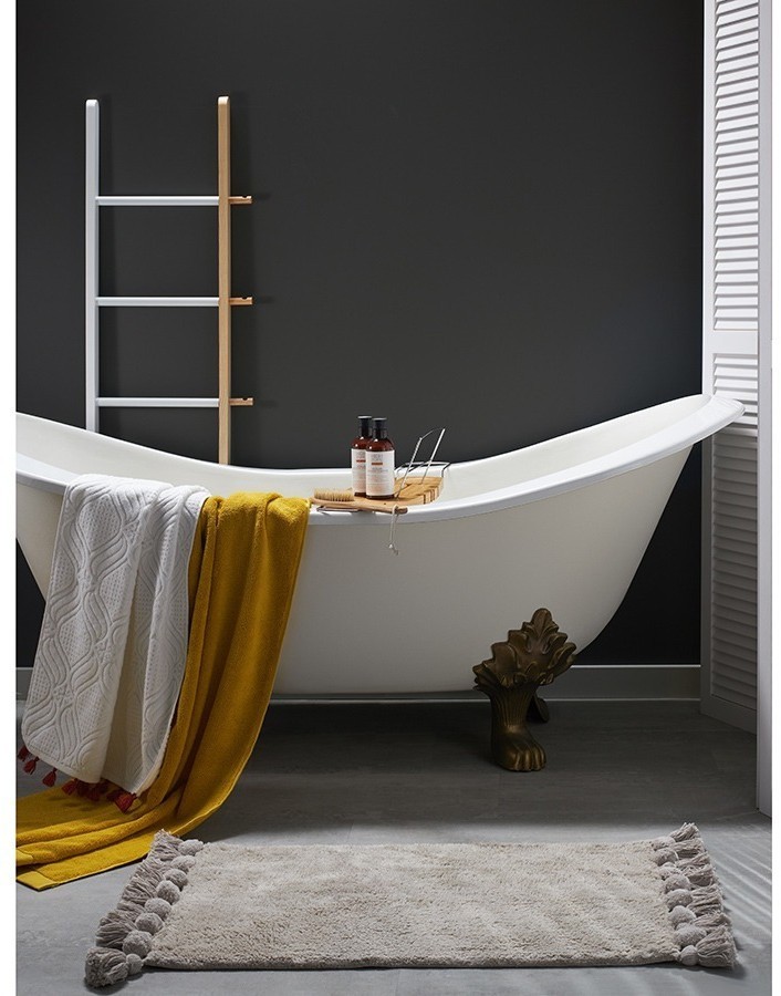 Коврик для ванной ворсовый с кисточками светло-серого цвета из коллекции essential, 50х80 см (76139)