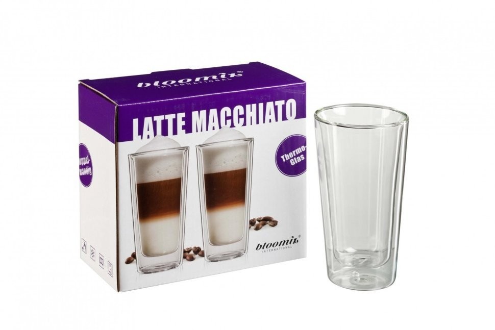Bloomix Набор стаканов "Латте макиато Милан" большие Coffee, 350 мл, 2шт C-104-350-G-set2