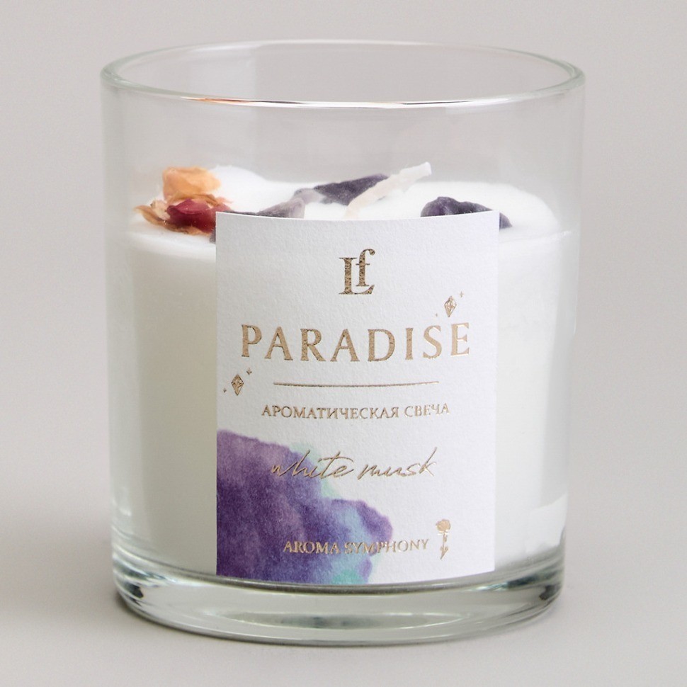 Свеча ароматизированная в стакане "paradise" white musk 8*9 см мал.= 9шт. Lefard (605-104)