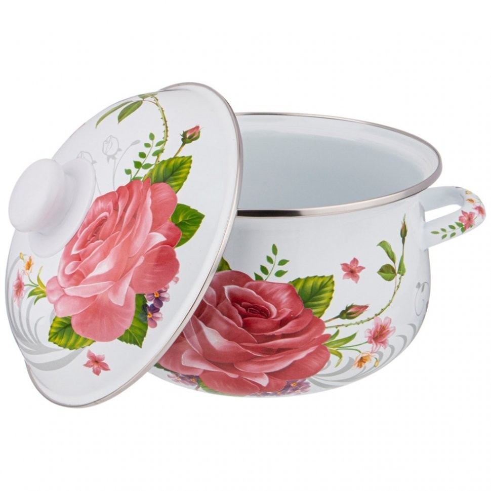 Кастрюля agness эмалированная с эмал.крышкой серия "пленительная роза" 2.8 л, 20*12 см Agness (934-537)