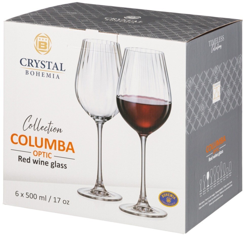 Набор бокалов для вина "columba optic" из 6шт 500мл Crystal Bohemia (669-402)