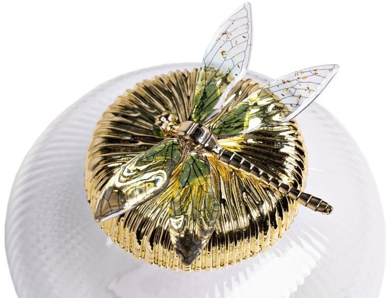 Ваза стеклянная с крышкой со стрекозой d15*14см (TT-00010682)