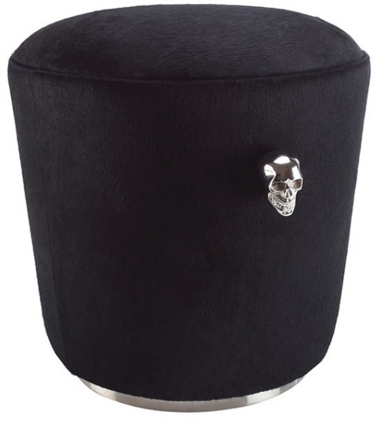 Пуф D162, воловья шкура, Shiny Nickel/black, ROOMERS FURNITURE