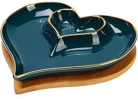 Менажница Сердце 2 секции с подставкой LORAINE (12090)