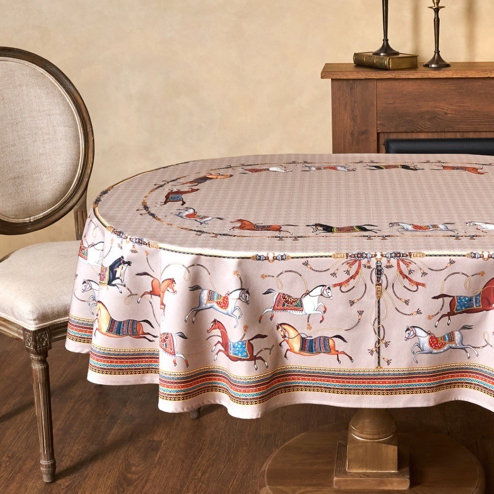 Скатерть овальная "passage"140х300см ,капучино, 100% хлопок,твил, пропитка Lefard (850-760-42)