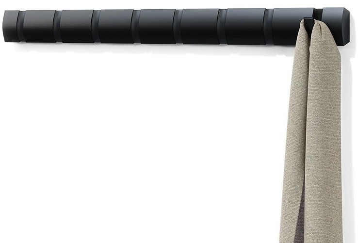 Вешалка настенная flip, 8 крючков, черная (78703)