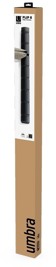 Вешалка настенная flip, 8 крючков, черная (78703)