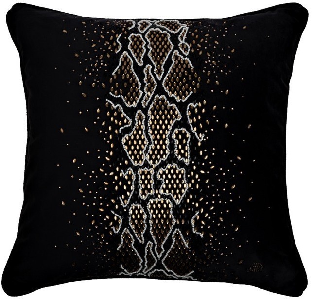 Подушка со стразами "Питон" черный 45*45 (TT-00014432)