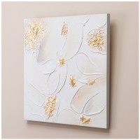 Картина "абстракция золото на белом" 60х60х3 см Bronco (534-219-2)