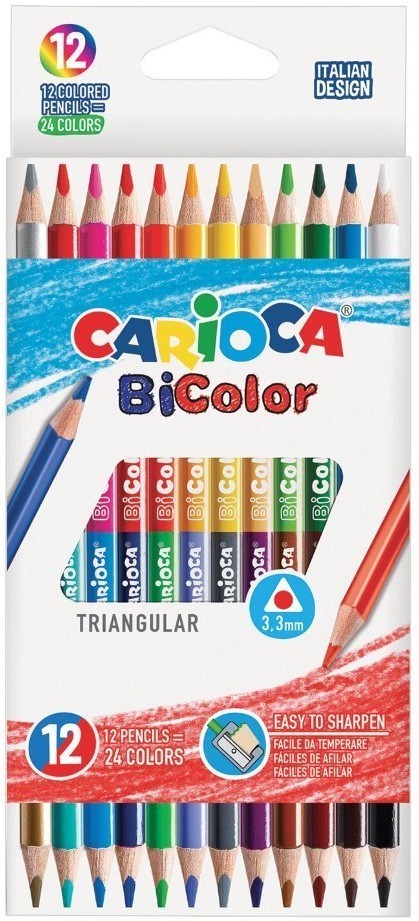 Карандаши цветные трехгранные Carioca BiСolor 24 цвета 12 шт 42991/181703 (3) (66508)