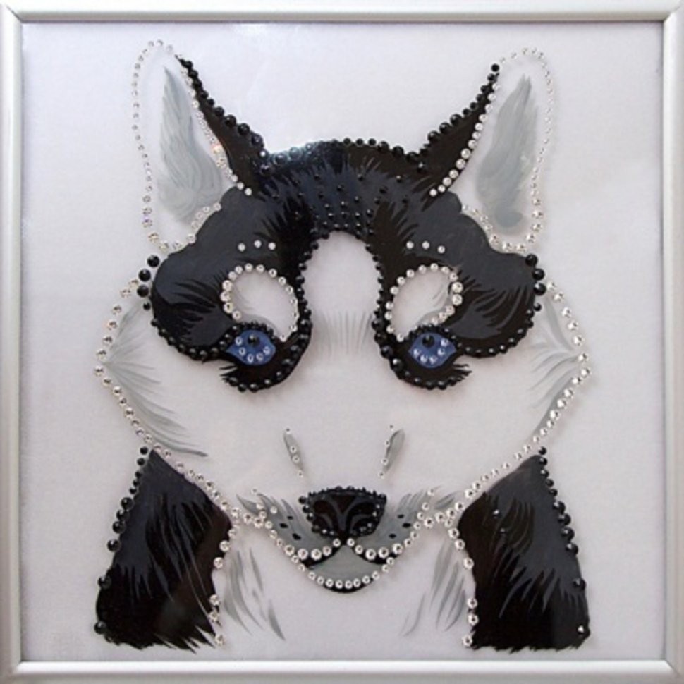 Картина Символ года Хаски с кристаллами Swarovski (2021)