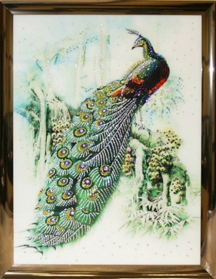 Картина Павлин с кристаллами Swarovski (1335)