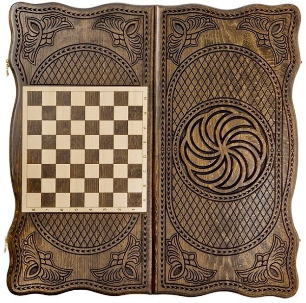 Нарды резные "Тёмный Узор 5" 50, Mirzoyan (64451)