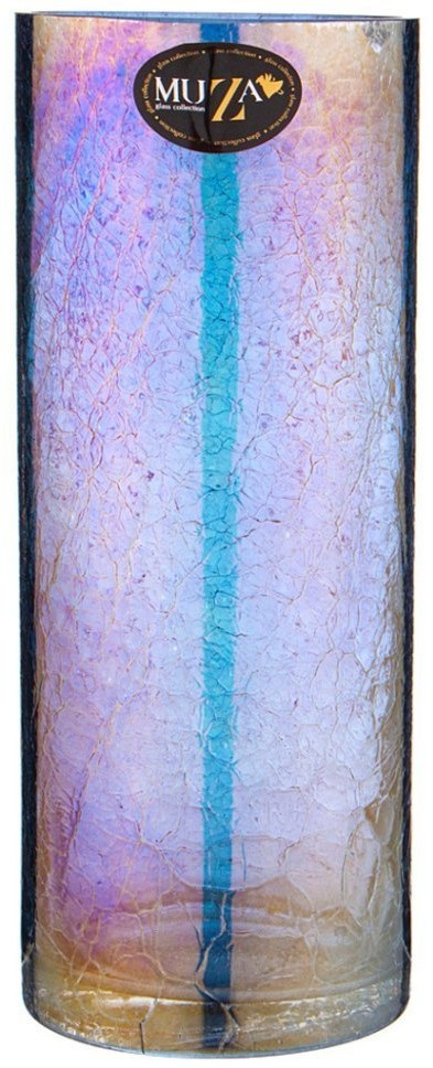 Ваза декоративная цилиндр "cracle blue" диаметр 12 см высота 30 см Muza (380-632-1)