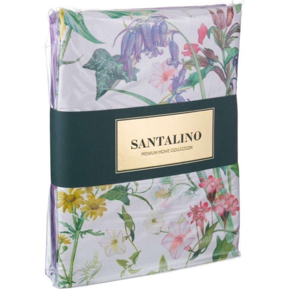 Кпб евро "флёр",хлопок 100%,белый+сиреневый,под 200х220 -1шт., пр 240х240 -1шт., нав 70х70х5-2шт SANTALINO (985-223)