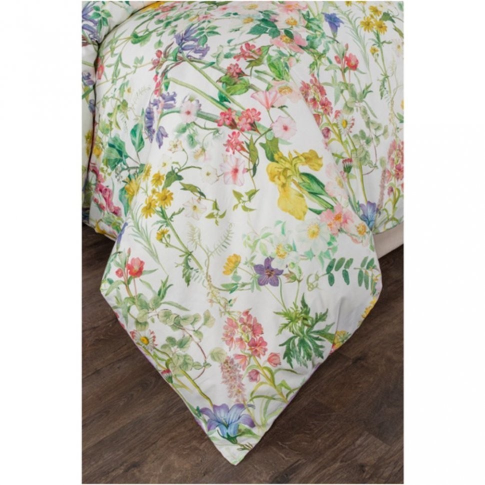 Кпб евро "флёр",хлопок 100%,белый+сиреневый,под 200х220 -1шт., пр 240х240 -1шт., нав 70х70х5-2шт SANTALINO (985-223)