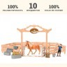 Набор фигурок животных  серии "Мир лошадей": Конюшня игрушка, Авелинская лошадь, фермер, инвентарь -  10 предметов (ММ205-059)
