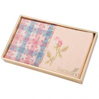 Набор полотенец из 2-х шт &quot;розочка&quot;,50х30см, махра персик+рогожка  роз. 100% хлопок SANTALINO (850-453-96)