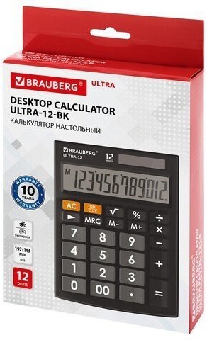 Калькулятор настольный Brauberg Ultra-12-BK 12 разрядов 250491 (86048)