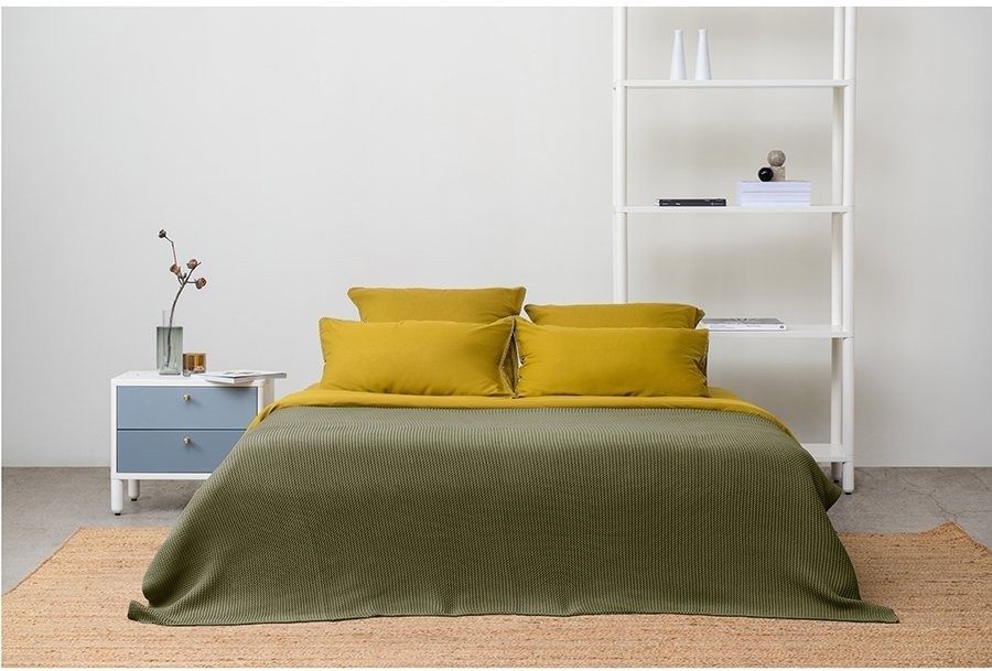 Простыня на резинке оливкового цвета из коллекции essential, 160х200х30 см (73739)
