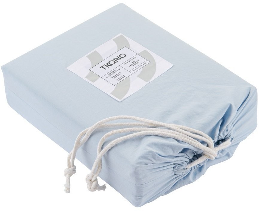 Комплект постельного белья двуспальный небесно-голубого цвета из органического стираного хлопка из коллекции essential (69369)