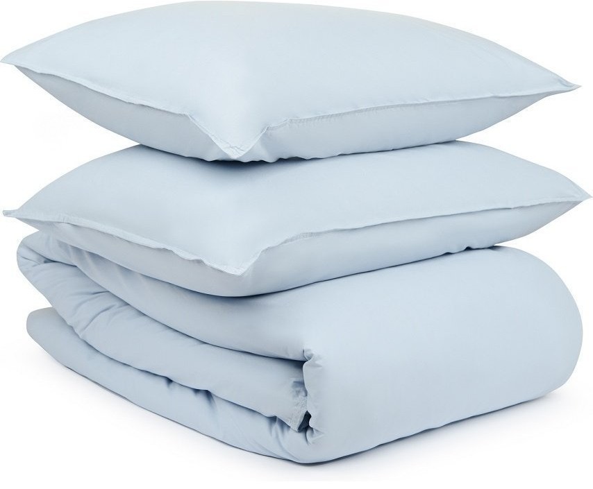 Комплект постельного белья двуспальный небесно-голубого цвета из органического стираного хлопка из коллекции essential (69369)