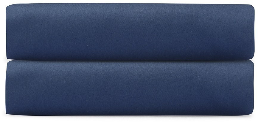 Простыня на резинке из премиального сатина темно-синего цвета из коллекции essential, 160х200х30 см (77175)