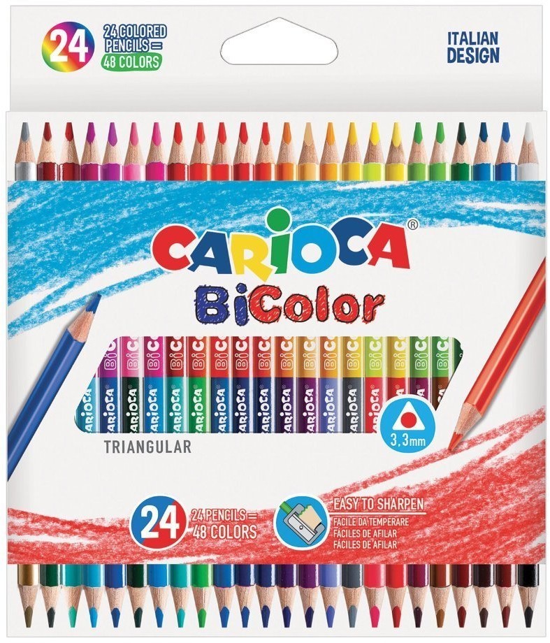 Карандаши цветные трехгранные двусторонние Carioca BiСolor 48 цветов 24 шт 43031/181704 (66509)