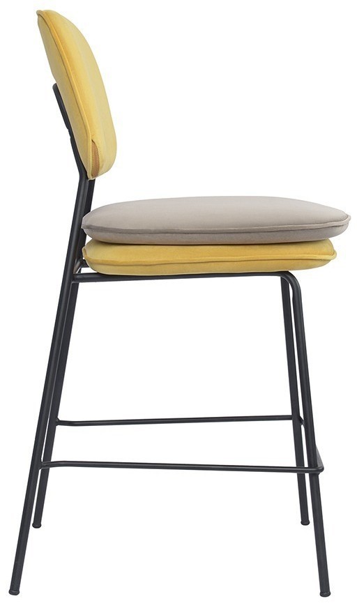 Стул полубарный pea, велюр, желтый/бежевый (77073)