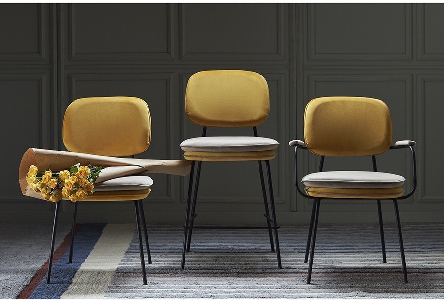 Стул полубарный pea, велюр, желтый/бежевый (77073)