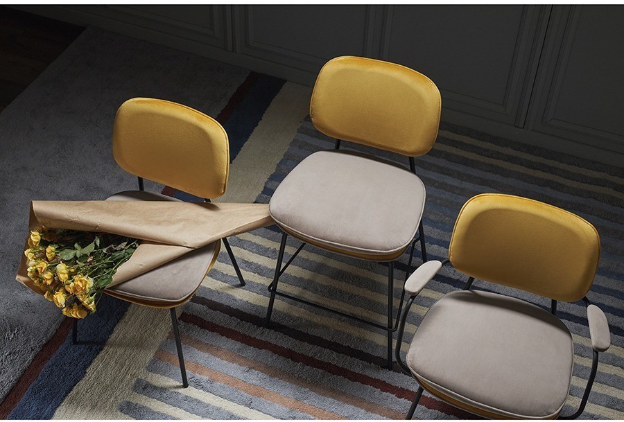 Стул полубарный pea, велюр, желтый/бежевый (77073)