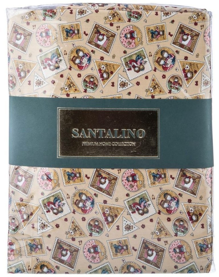 Кпб 1,5 спальный "марки",серый+беж, 100% х\б, сатин+сорочка SANTALINO (984-903)