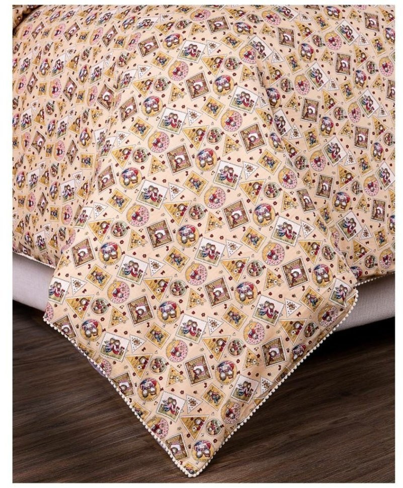 Кпб 1,5 спальный "марки",серый+беж, 100% х\б, сатин+сорочка SANTALINO (984-903)