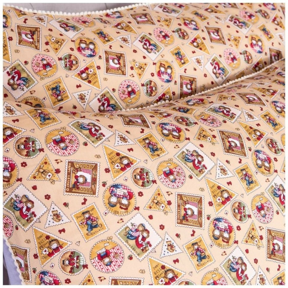 Кпб 1,5 спальный "марки",серый+беж, 100% х\б, сатин+сорочка SANTALINO (984-903)