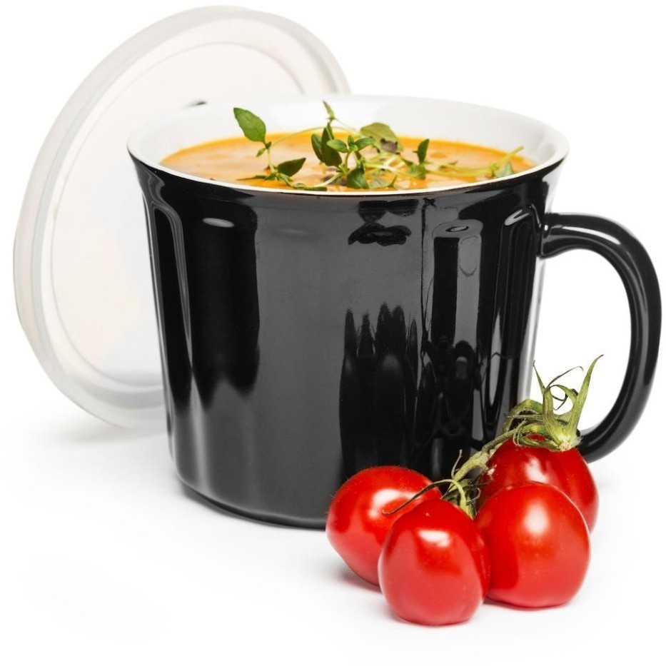 SagaForm Кружка для супа с крышкой, черная 5017306