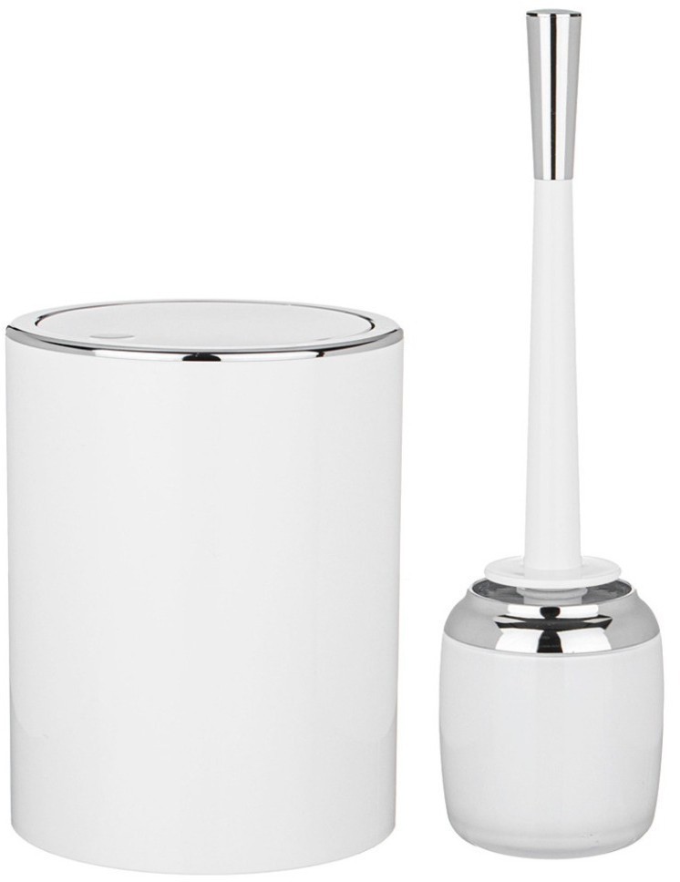 Набор для ванной комнаты 2 пр. , 4.5л, белый с серебром LIMON (166-120)