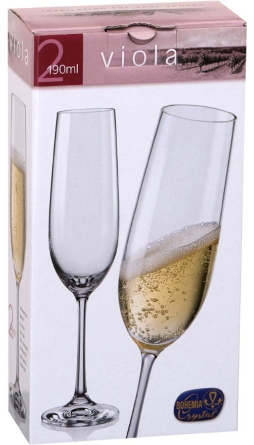 Набор бокалов для шампанского из 2 шт."золотые шары" 190 мл. высота=24 см. Bohemia Crystal (674-258)