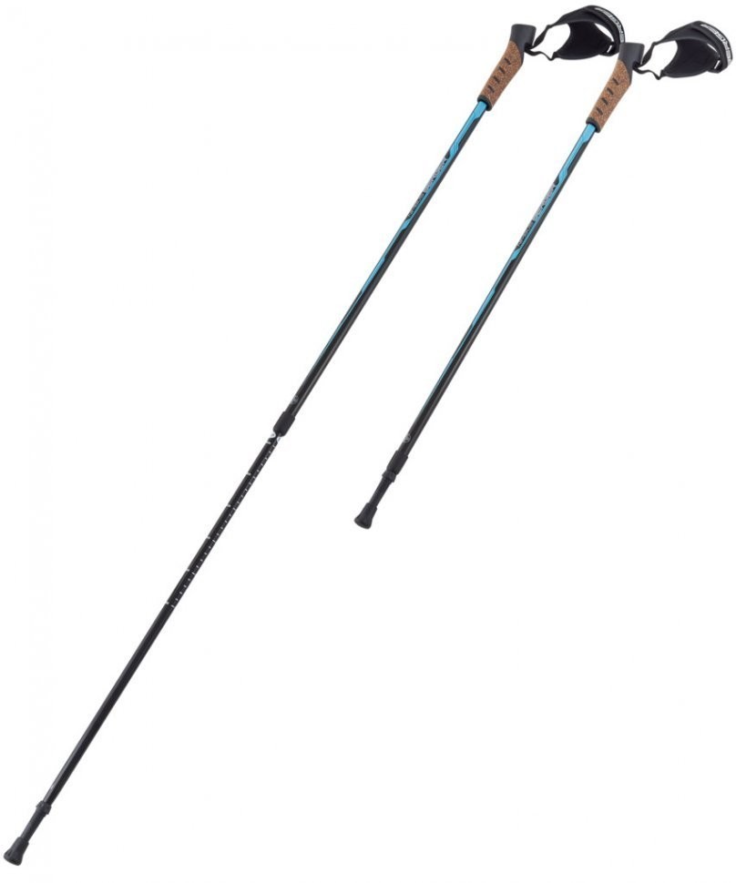 Скандинавские палки Nimbus, 77-135 см, 2-секционные, черный/голубой (1527728)