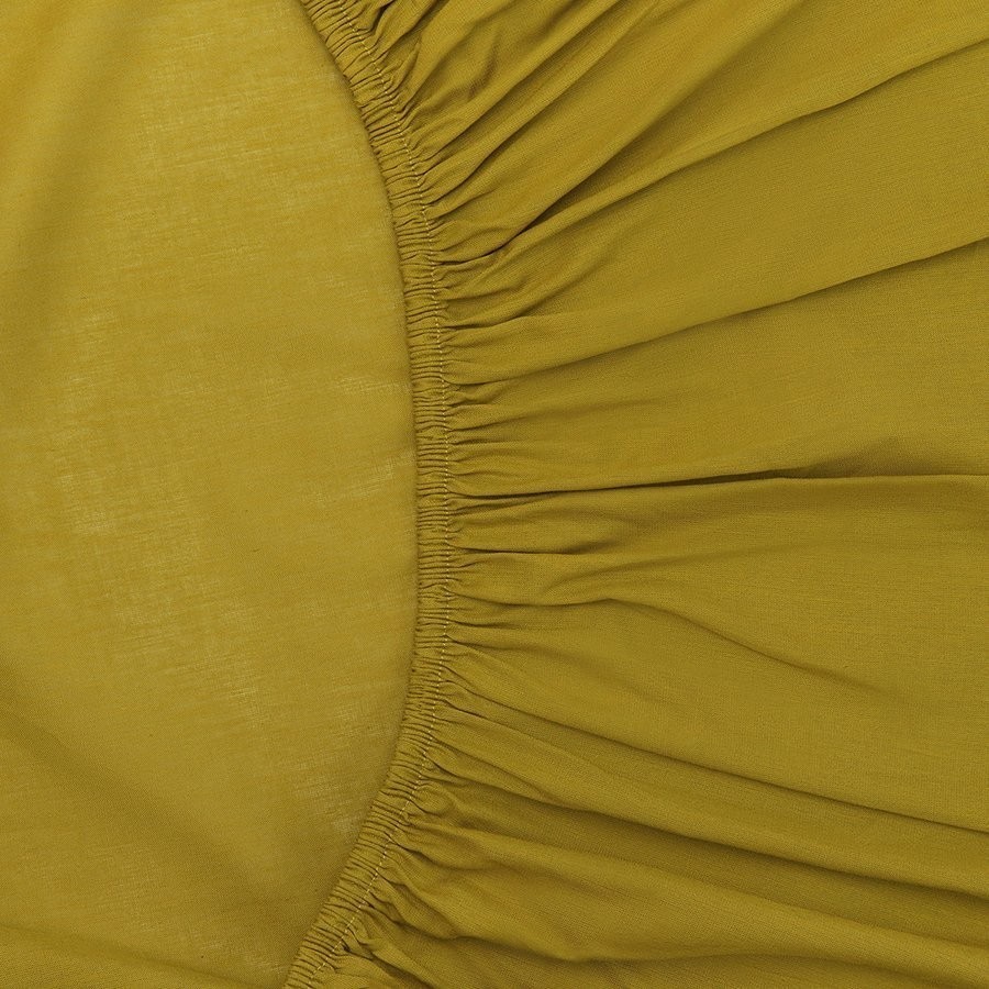 Простыня на резинке оливкового цвета из коллекции essential, 180х200х30 см (73740)