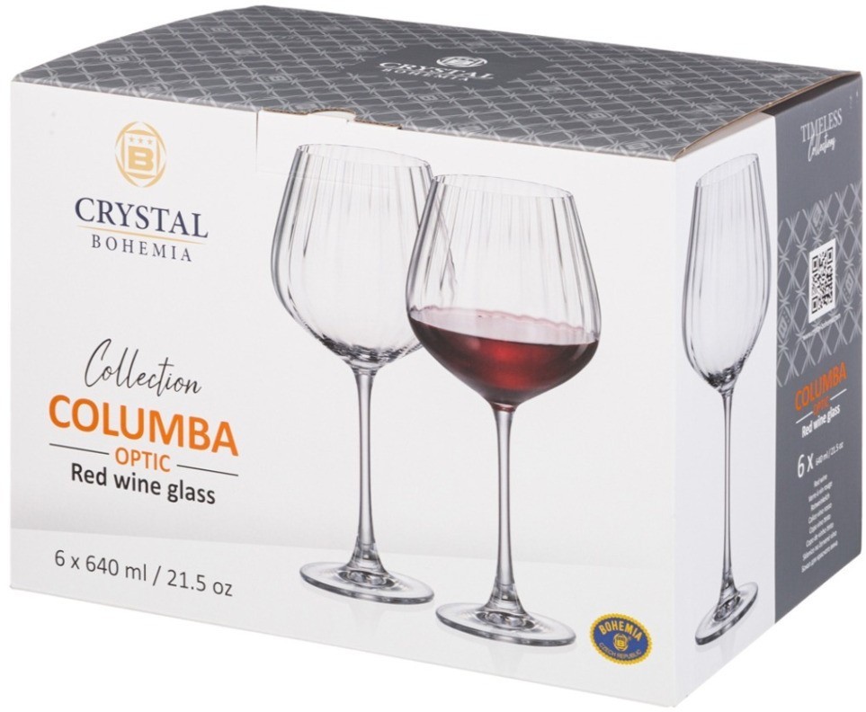 Набор бокалов для вина "columba optic" из 6шт 640мл Crystal Bohemia (669-404)
